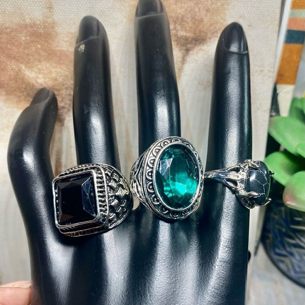 Lot of 3 Silver Tone Rings